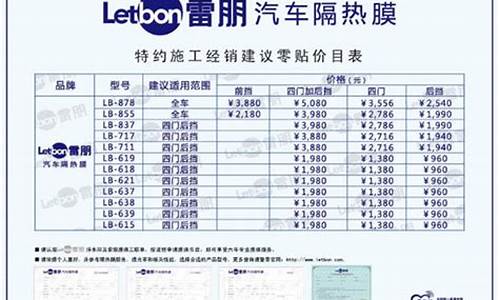 雷朋汽车膜价位-雷朋汽车膜价格表